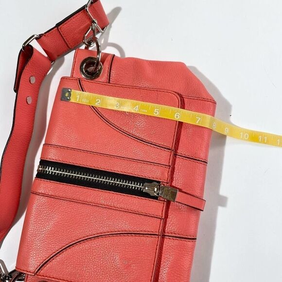 Milly coral leather statement zipper shoulder bag - Picture 10 of 16